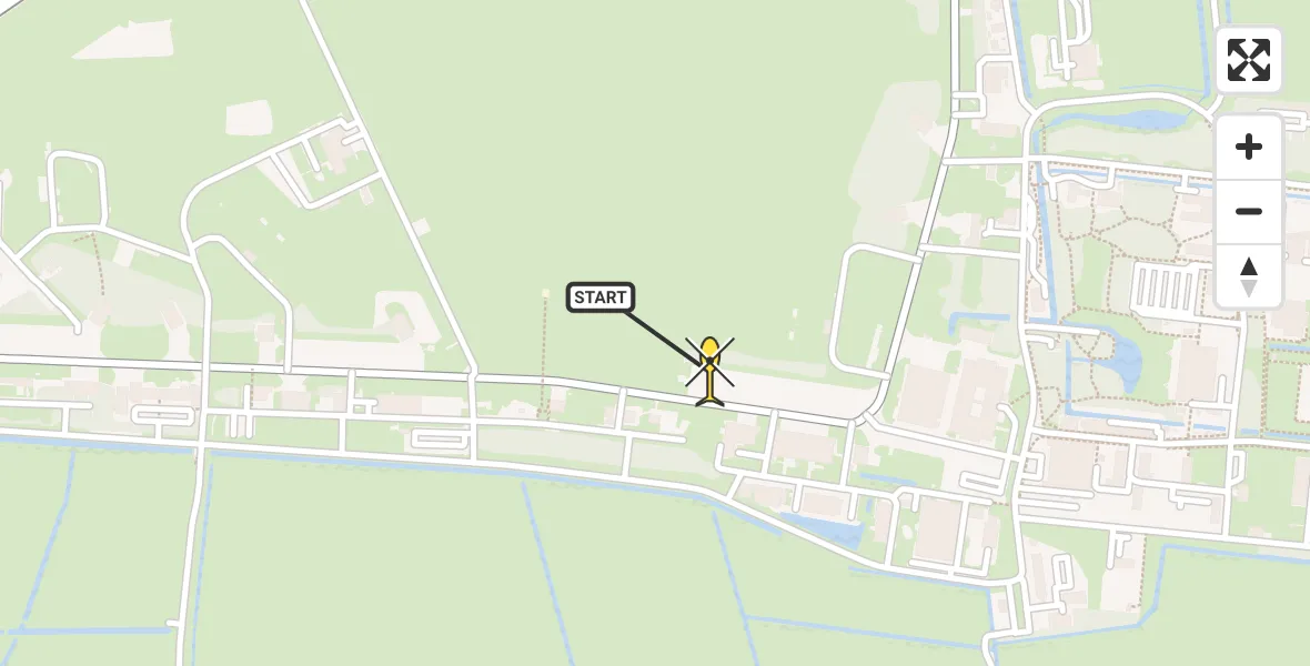 Routekaart van de vlucht: Ambulancehelikopter naar Vliegbasis Leeuwarden, Keegsdijkje