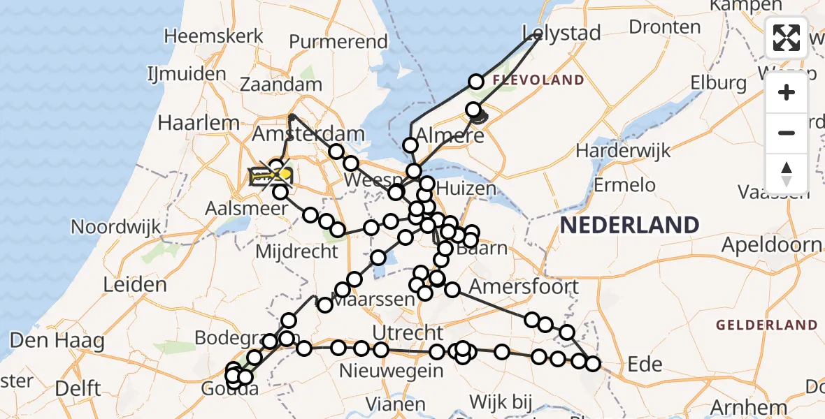 Routekaart van de vlucht: Politieheli naar Schiphol, Ringslang