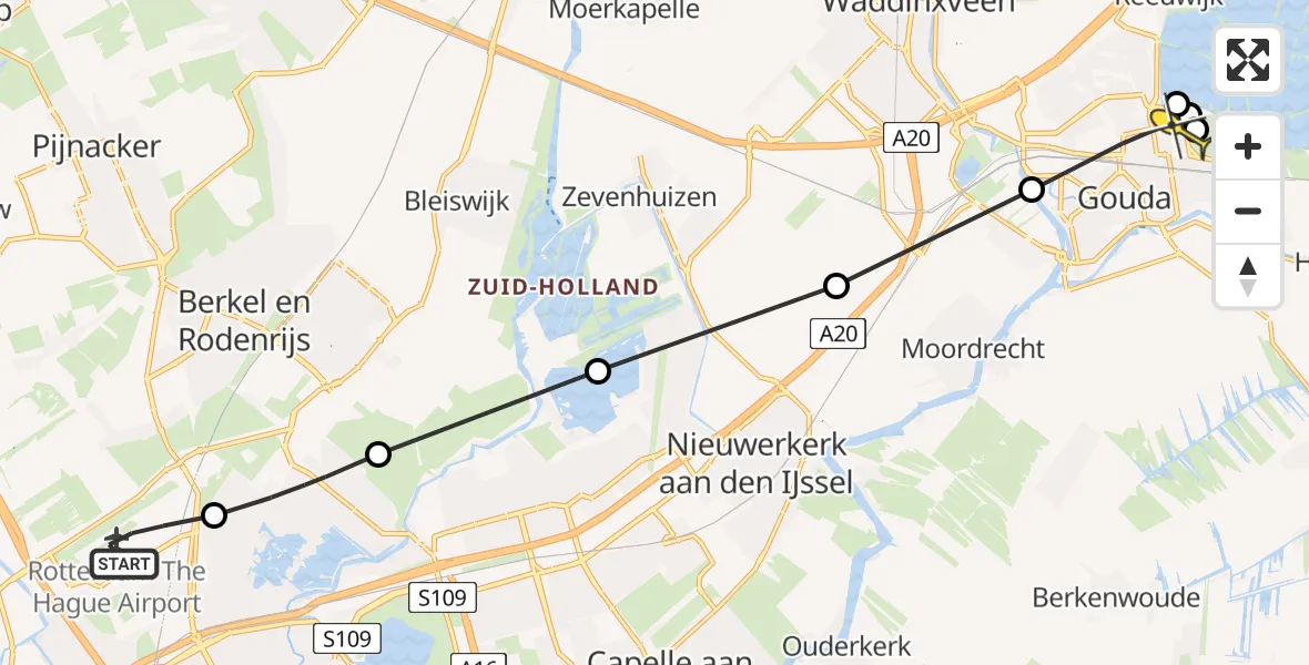 Routekaart van de vlucht: Lifeliner 2 naar Gouda, Bovendijk