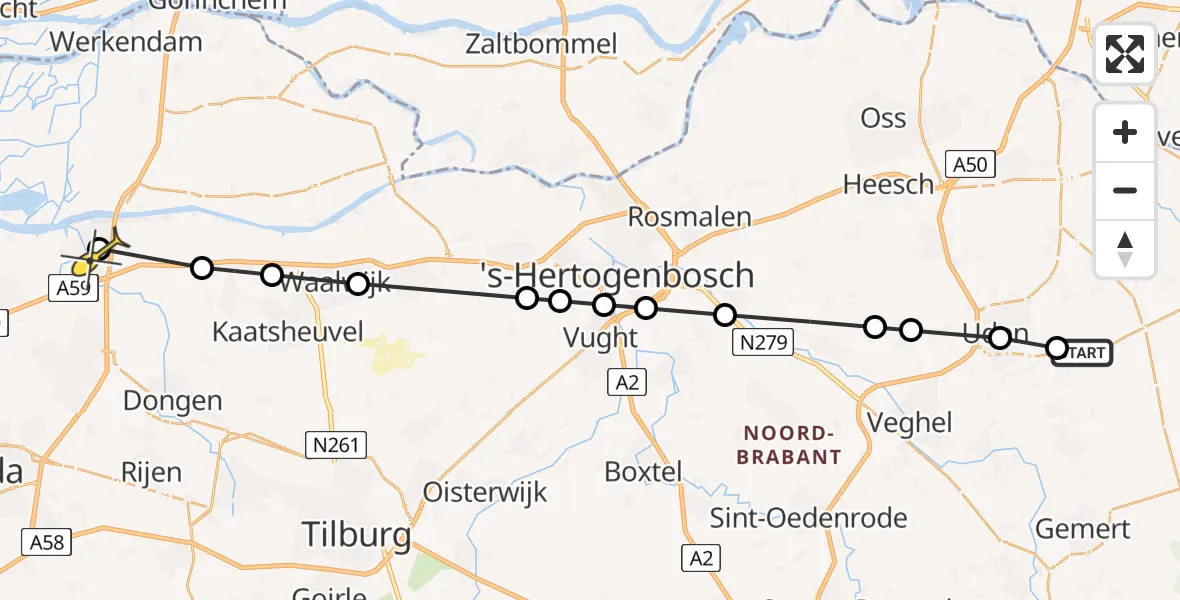 Routekaart van de vlucht: Lifeliner 3 naar Raamsdonksveer, Venstraat
