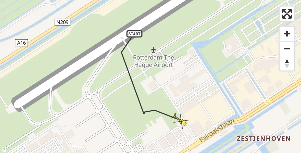 Routekaart van de vlucht: Lifeliner 2 naar Rotterdam The Hague Airport, Brandenburgbaan
