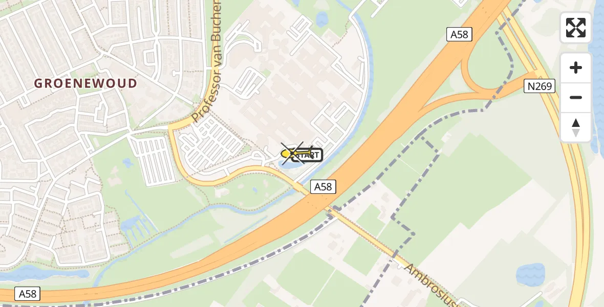 Routekaart van de vlucht: Lifeliner 3 naar Tilburg, Leijweg