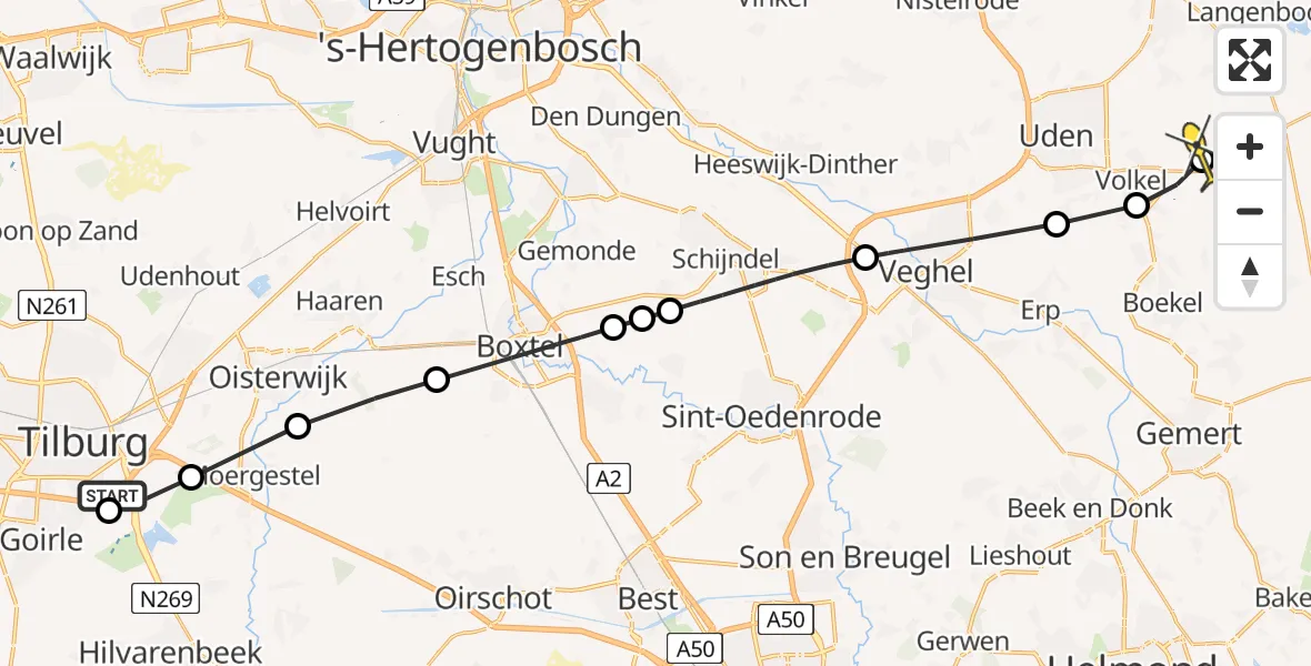Routekaart van de vlucht: Lifeliner 3 naar Vliegbasis Volkel, Ambrosiusweg