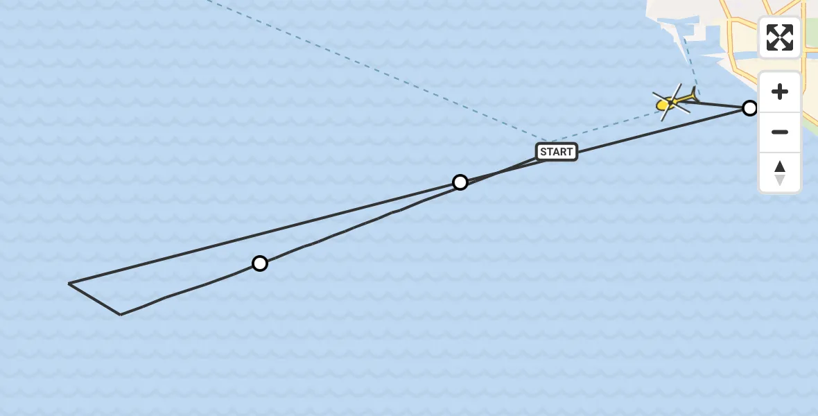 Routekaart van de vlucht: Kustwachthelikopter naar Urk, Urk Approach