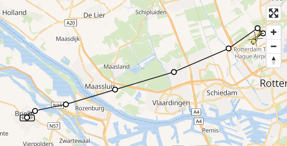 Routekaart van de vlucht: Lifeliner 2 naar Rotterdam The Hague Airport, Zwartewegje