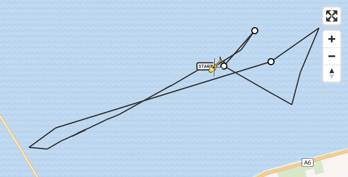 Routekaart van de vlucht: Kustwachthelikopter naar Lelystad, Markerwaarddijk