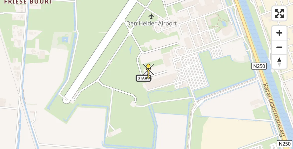 Routekaart van de vlucht: Kustwachthelikopter naar Vliegveld De Kooy, Luchthavenweg