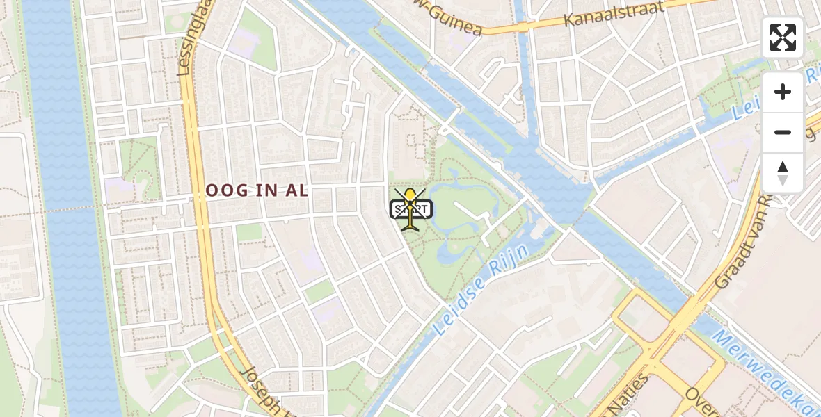 Routekaart van de vlucht: Lifeliner 1 naar Utrecht, Mozartlaan