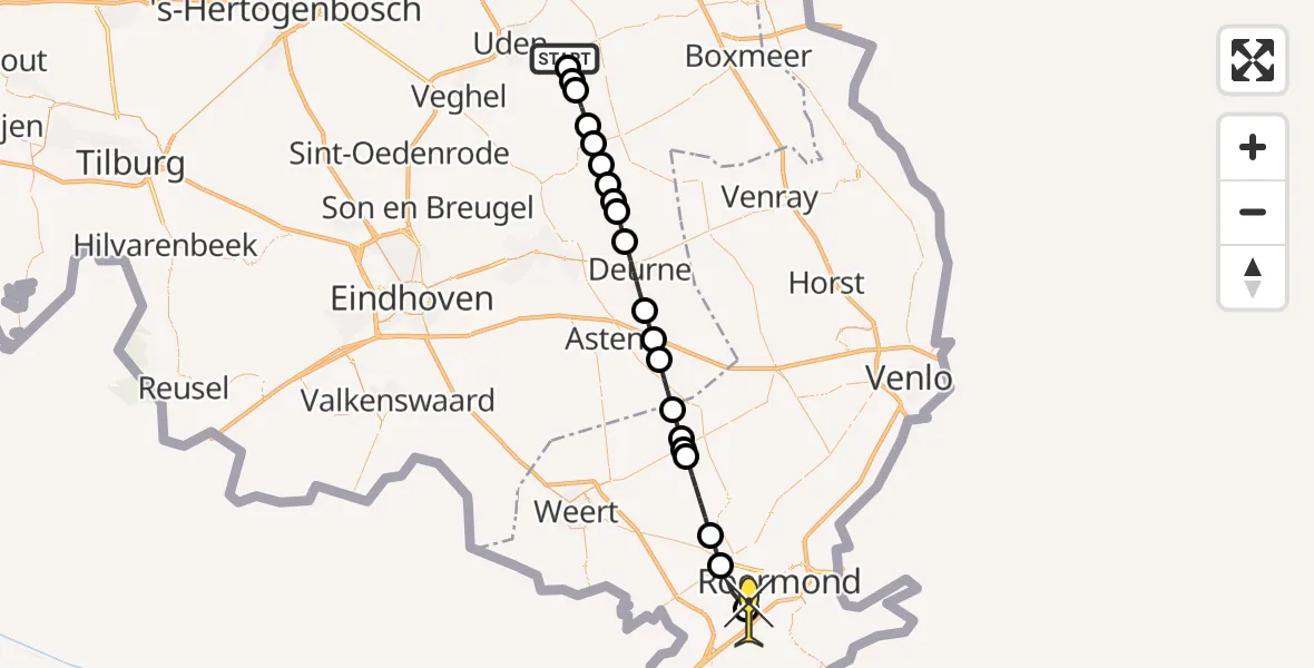 Routekaart van de vlucht: Lifeliner 3 naar Herten, Oosterheidestraat