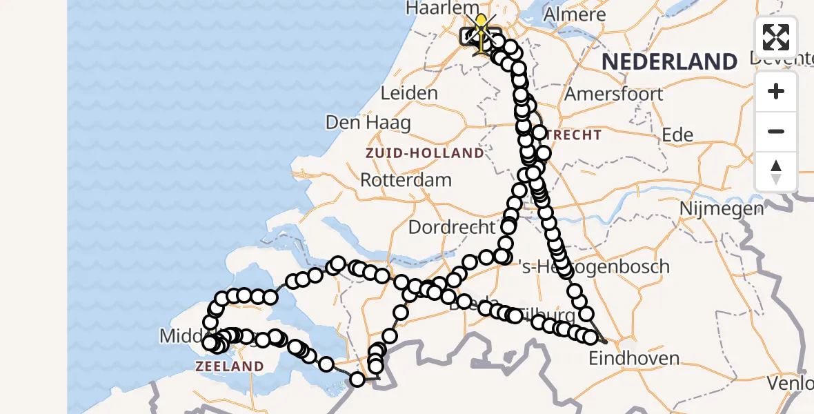 Routekaart van de vlucht: Politieheli naar Schiphol, Kemajoranstraat