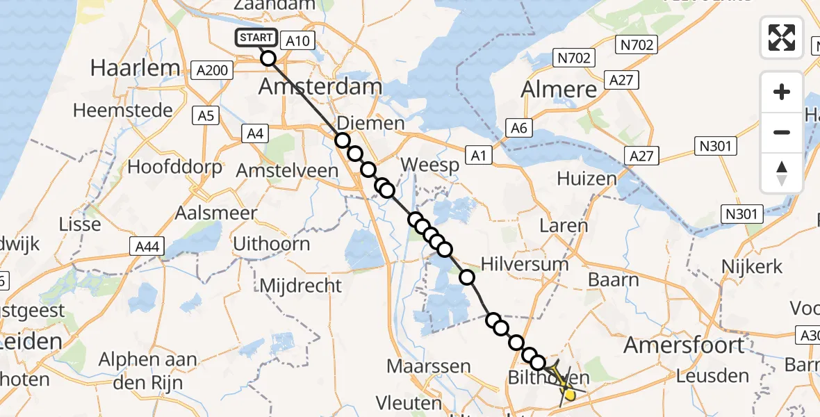 Routekaart van de vlucht: Lifeliner 1 naar Bilthoven, Maltaweg