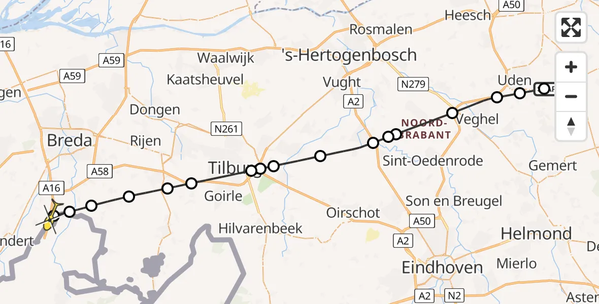 Routekaart van de vlucht: Lifeliner 3 naar Breda, Eeuwsels