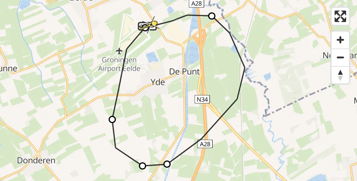 Routekaart van de vlucht: Lifeliner 4 naar Groningen Airport Eelde, Vissersweg