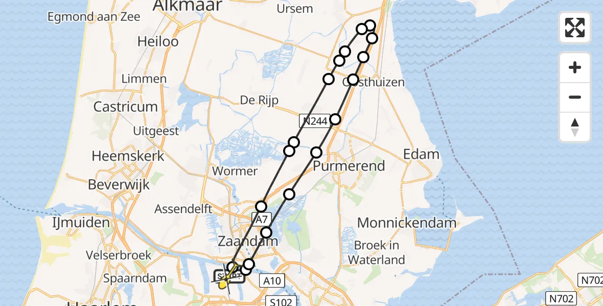 Routekaart van de vlucht: Lifeliner 1 naar Amsterdam Heliport, Westhavenweg