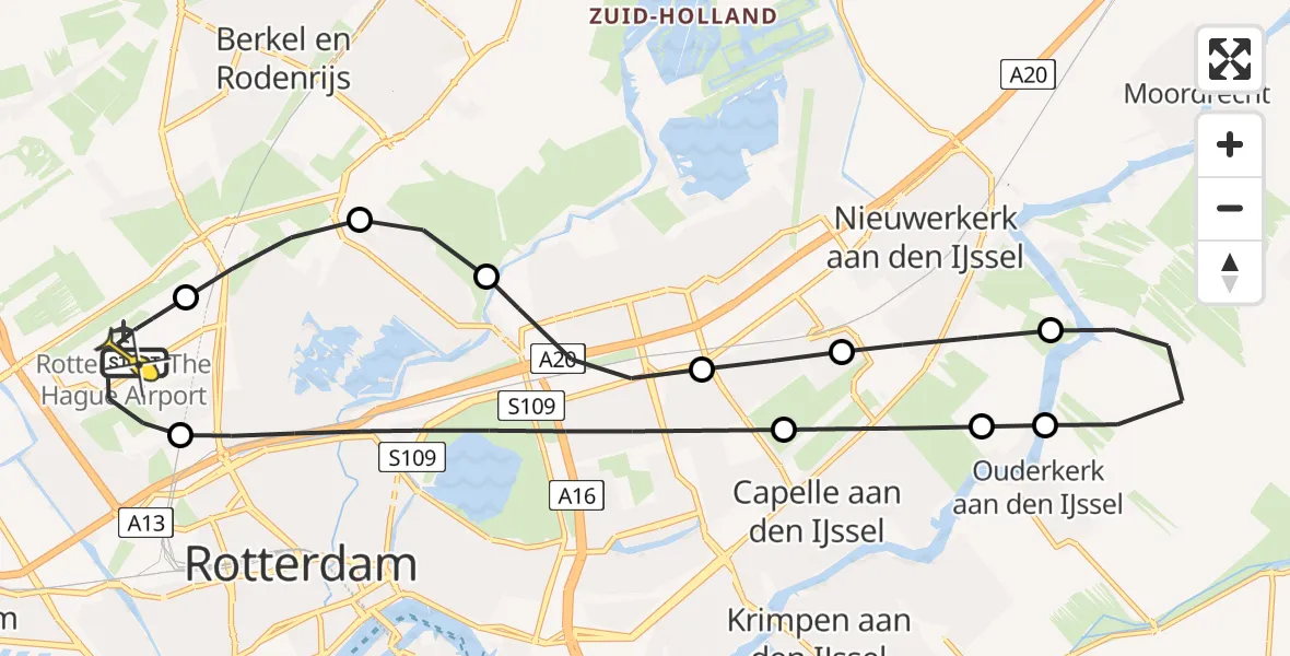 Routekaart van de vlucht: Lifeliner 2 naar Rotterdam The Hague Airport, Terletpad