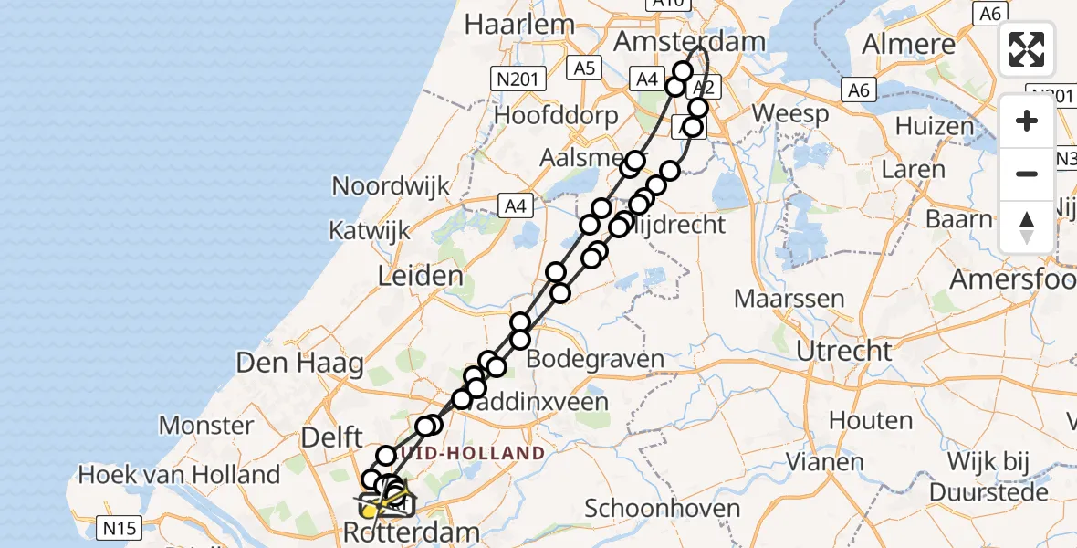 Routekaart van de vlucht: Lifeliner 2 naar Rotterdam The Hague Airport, Reitzstraat