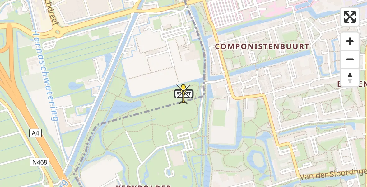 Routekaart van de vlucht: Lifeliner 2 naar Den Hoorn, Zwembadpad