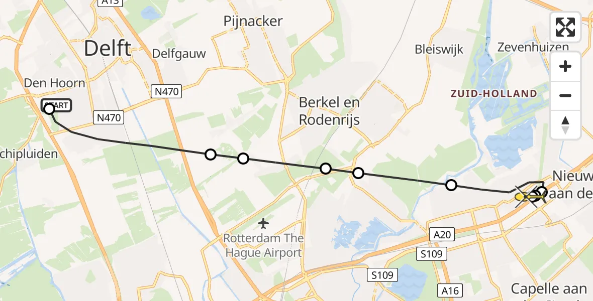Routekaart van de vlucht: Lifeliner 2 naar Rotterdam, Sadatweg