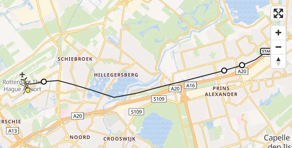 Routekaart van de vlucht: Lifeliner 2 naar Rotterdam The Hague Airport, Barbizonlaan