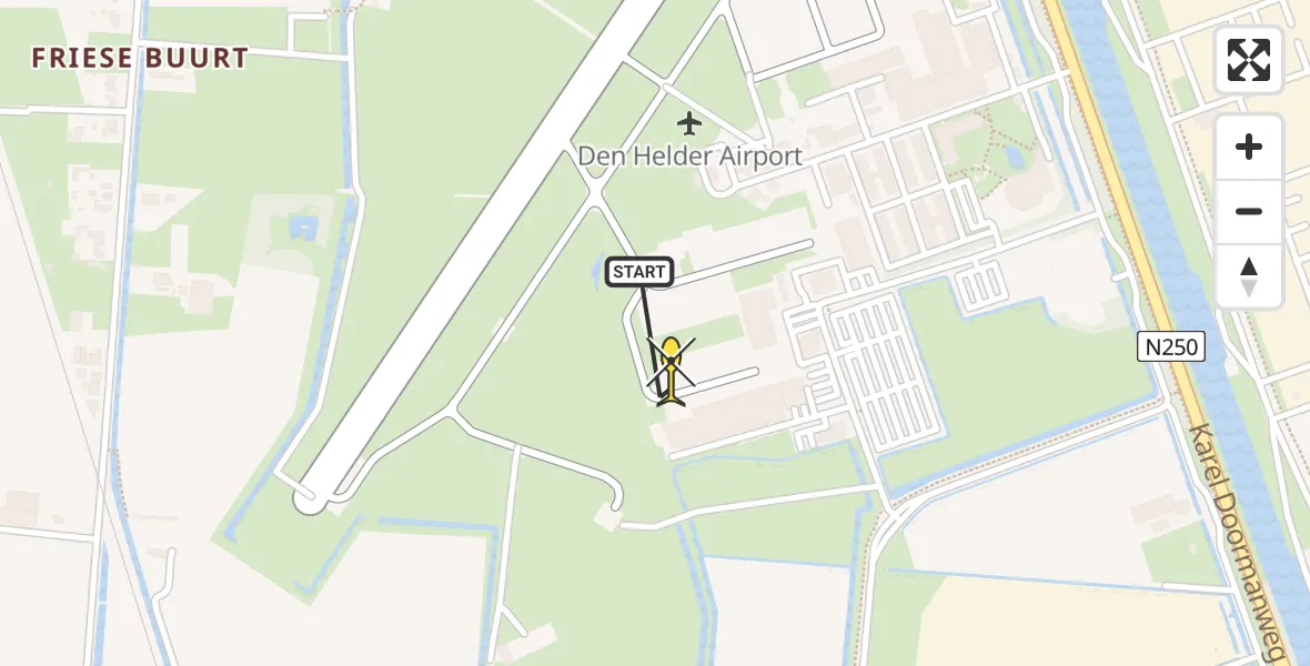 Routekaart van de vlucht: Kustwachthelikopter naar Vliegveld De Kooy, Luchthavenweg