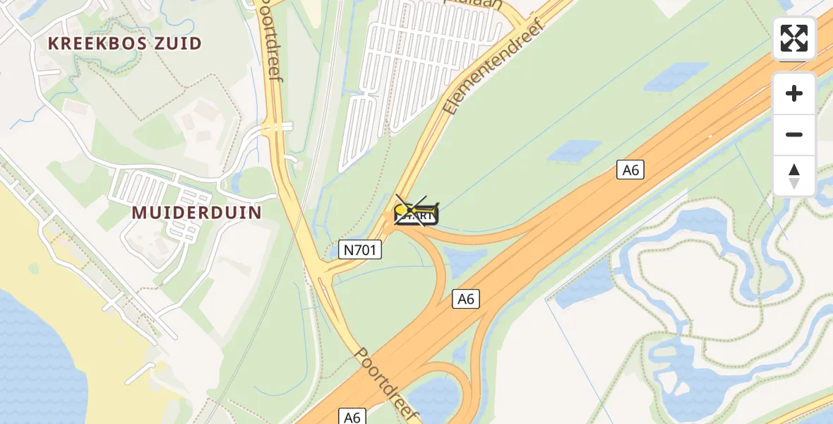 Routekaart van de vlucht: Lifeliner 1 naar Almere, Elementendreef