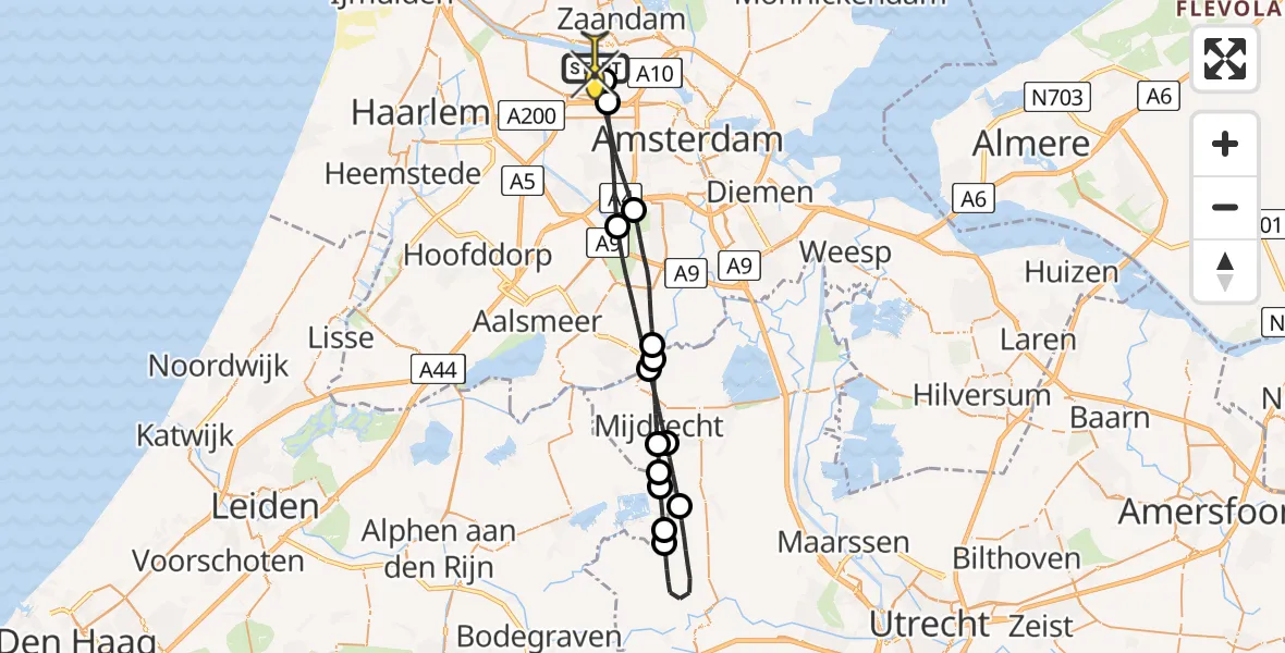 Routekaart van de vlucht: Lifeliner 1 naar Amsterdam Heliport, Hornweg