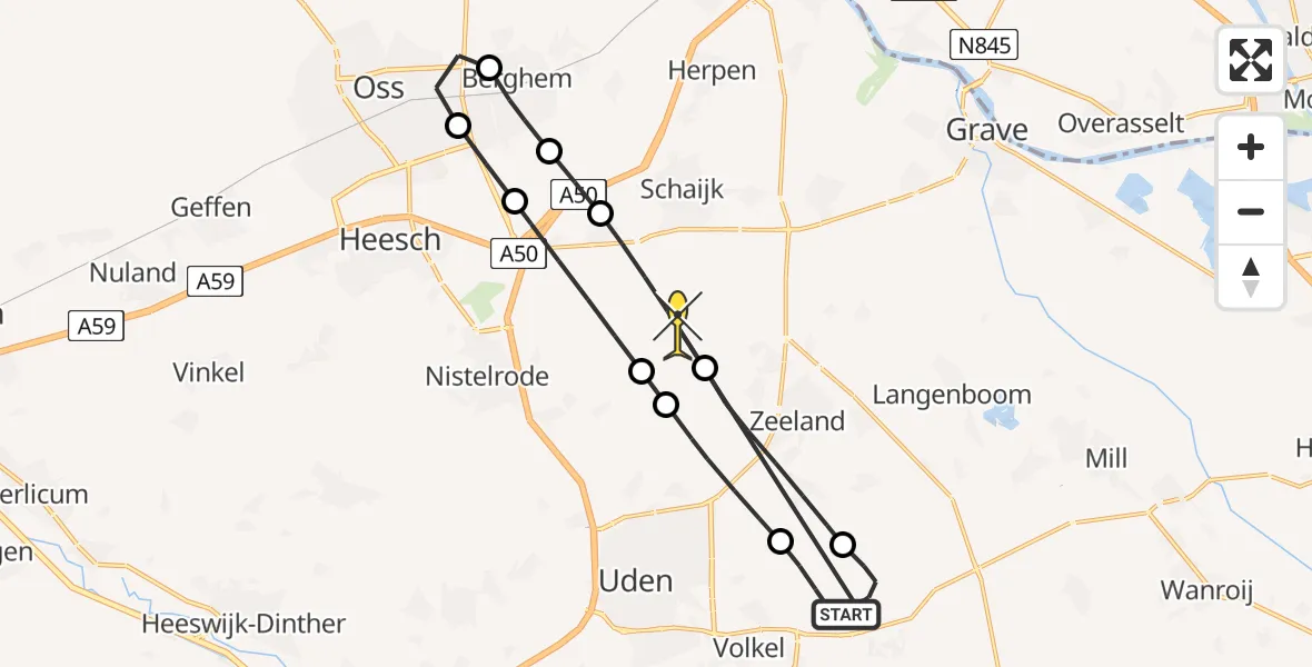 Routekaart van de vlucht: Lifeliner 3 naar Schaijk, Spaanderstraat