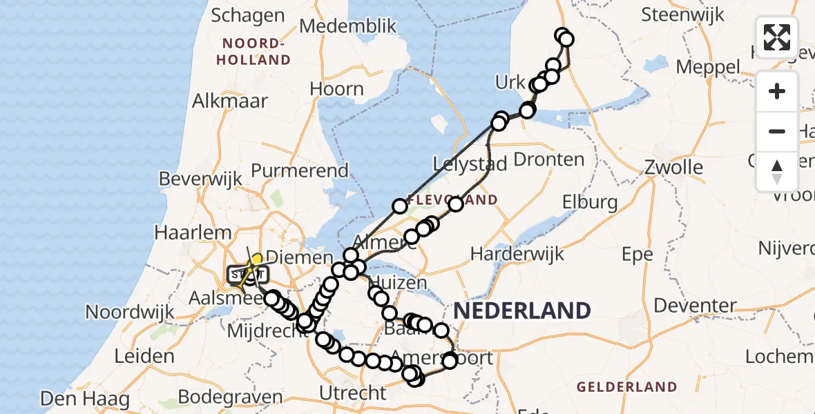 Vluchtroute Politiehelikopter van Schiphol naar Schiphol