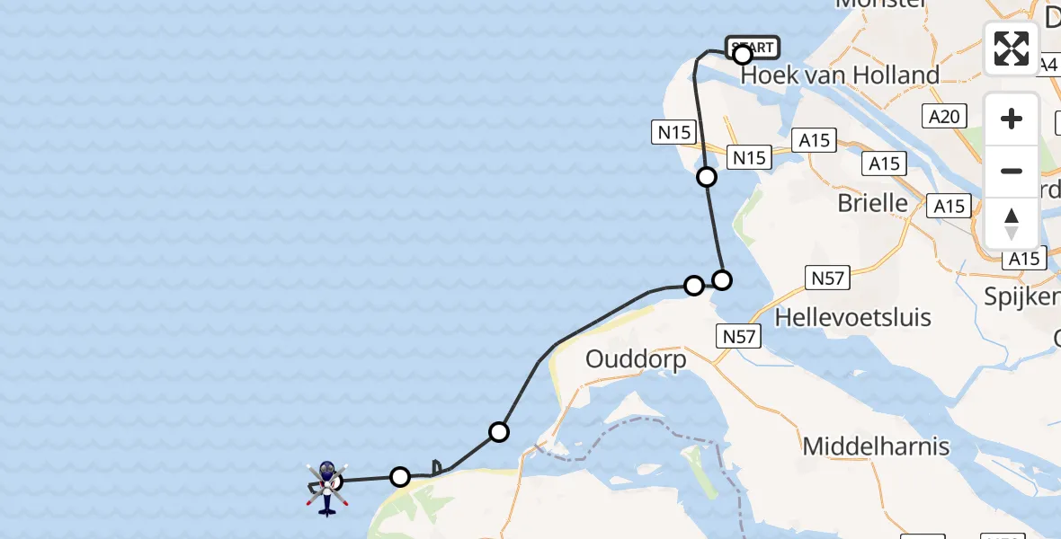 Vluchtroute Politiehelikopter Hoek van Holland - , 28 augustus 2025, 07:25