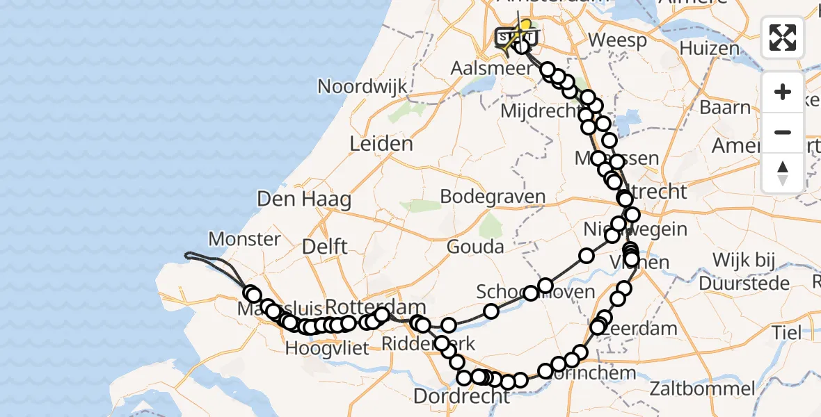 Vluchtroute Politiehelikopter van Schiphol naar Schiphol