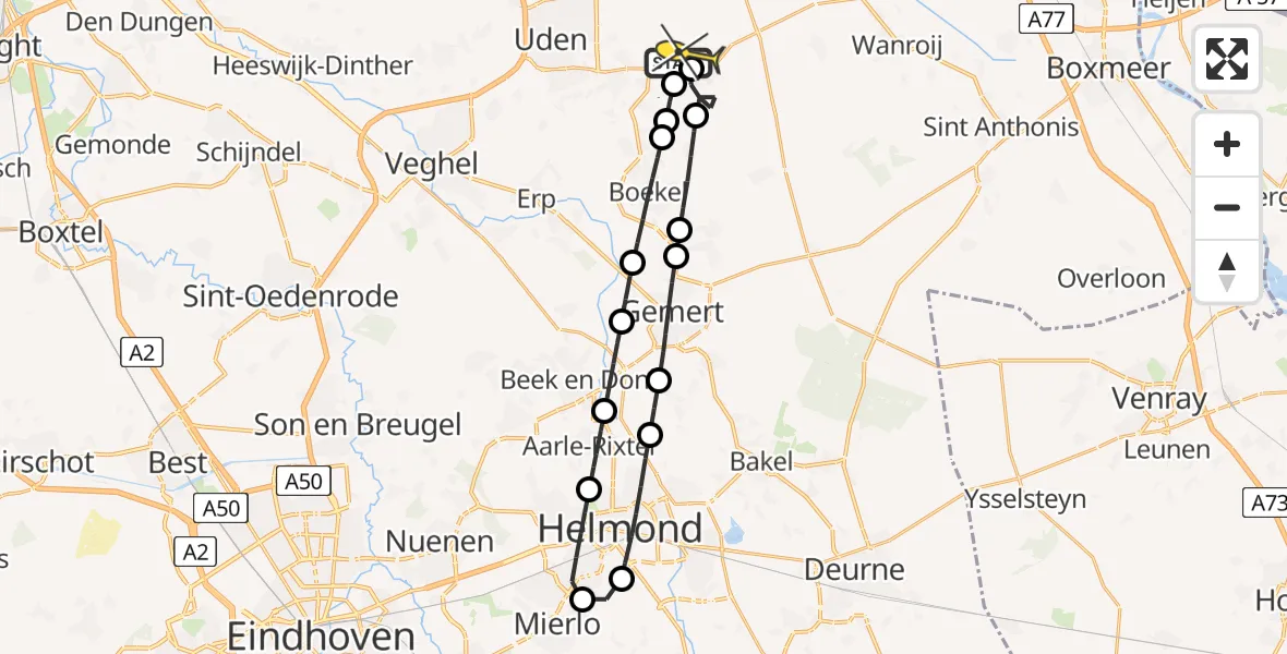 Routekaart van de vlucht: Lifeliner 3 naar Vliegbasis Volkel, Oosterheidestraat