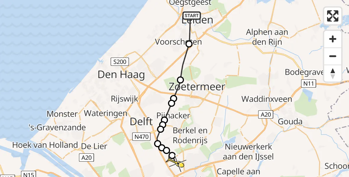 Routekaart van de vlucht: Lifeliner 2 naar Rotterdam The Hague Airport, Toussaintkade
