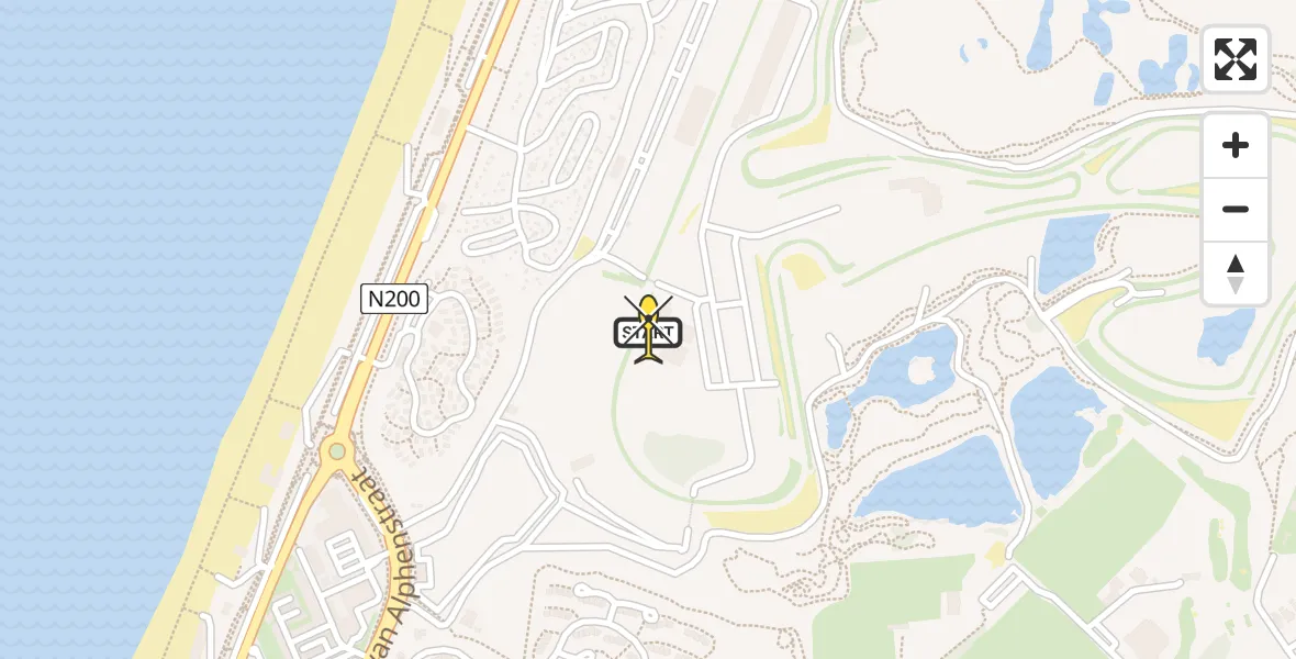 Routekaart van de vlucht: Ambulancehelikopter naar Zandvoort, Rob Slotemakerstraat