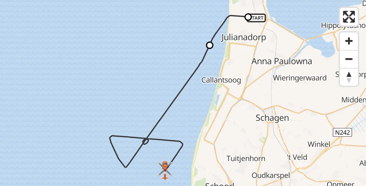 Vluchtroute Kustwachthelikopter Vliegveld De Kooy - , 28 augustus 2025, 16:54