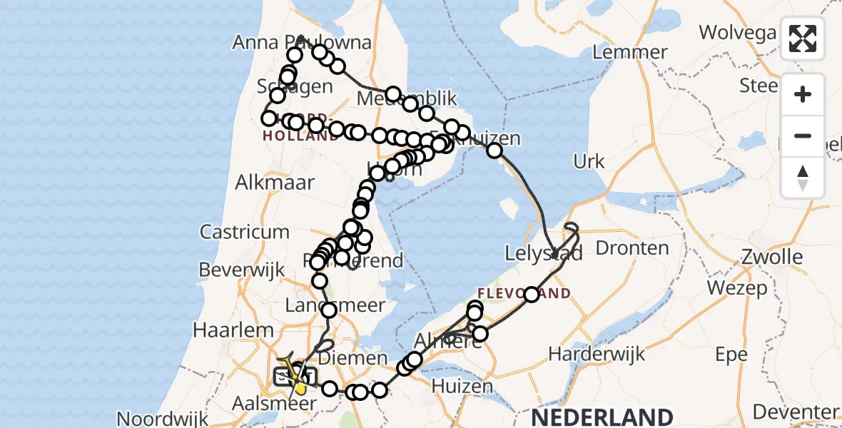 Routekaart van de vlucht: Politieheli naar Schiphol, Van Weerden-Poelmanweg
