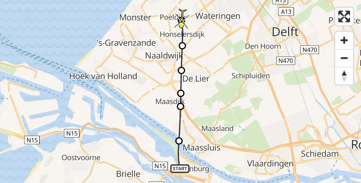 Routekaart van de vlucht: Lifeliner 2 naar Poeldijk, Boulevard