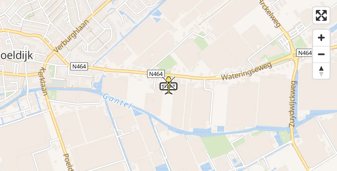 Routekaart van de vlucht: Lifeliner 2 naar Poeldijk, Wateringseweg