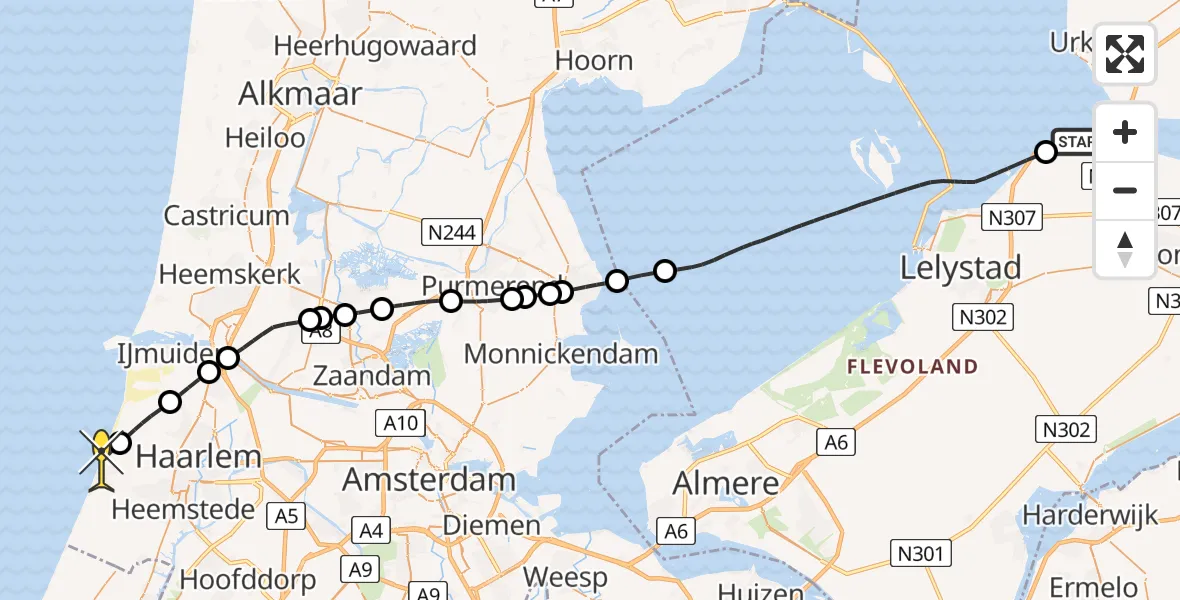 Routekaart van de vlucht: Lifeliner 1 naar Zandvoort, Klingenweg