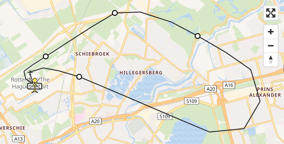 Routekaart van de vlucht: Lifeliner 2 naar Rotterdam The Hague Airport, Bovendijk