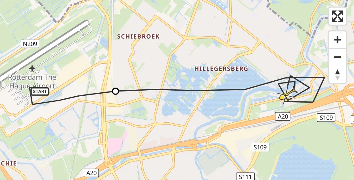 Routekaart van de vlucht: Lifeliner 2 naar Rotterdam, Ada Lovelacestraat