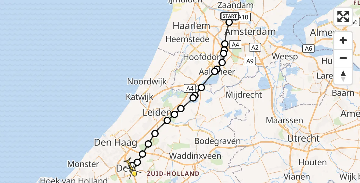 Routekaart van de vlucht: Lifeliner 1 naar Delft, Maltaweg