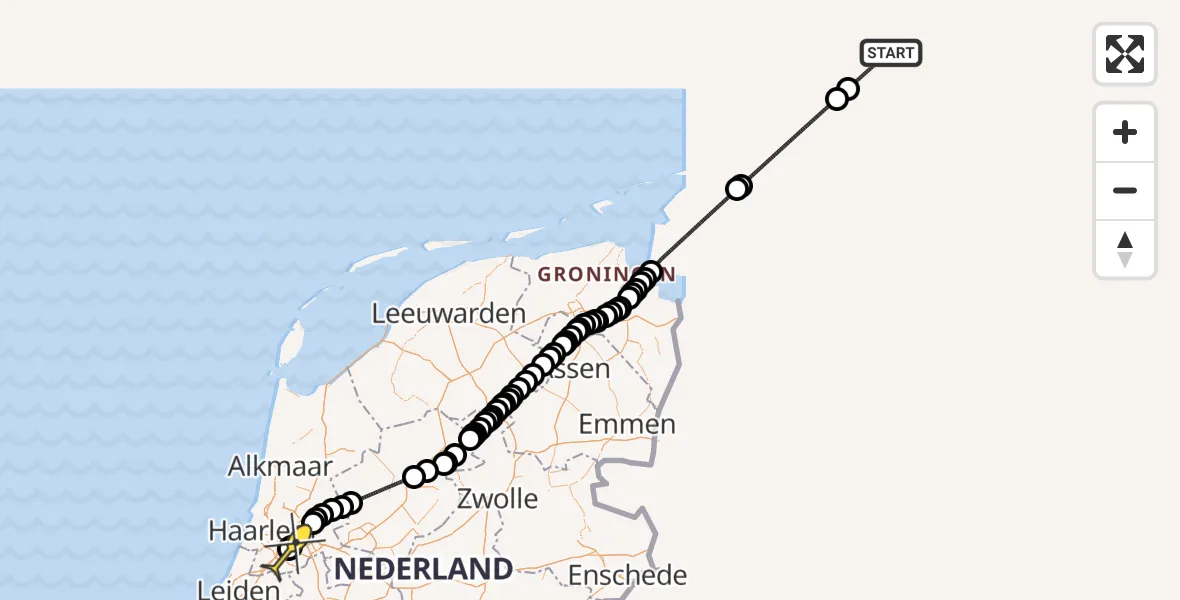 Vluchtroute Politiehelikopter van  naar Schiphol