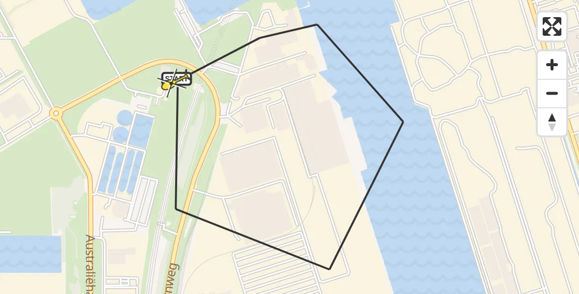 Routekaart van de vlucht: Lifeliner 1 naar Amsterdam Heliport, Elbaweg