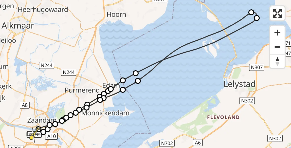 Routekaart van de vlucht: Lifeliner 1 naar Amsterdam Heliport, Westhavenweg