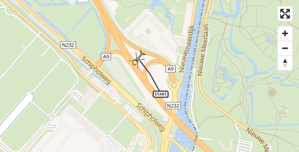 Routekaart van de vlucht: Politiehelikopter naar Badhoevedorp