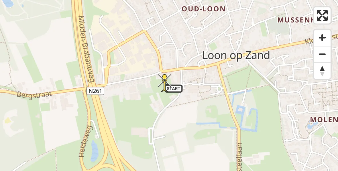 Routekaart van de vlucht: Lifeliner 2 naar Loon op Zand, Van Lier Park