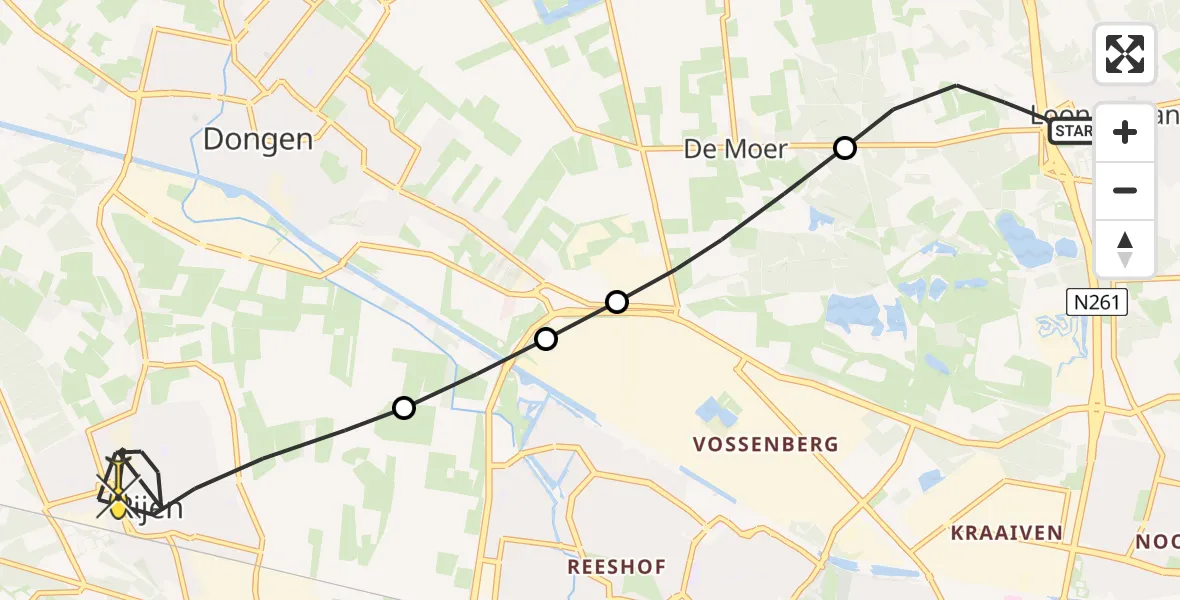 Routekaart van de vlucht: Lifeliner 2 naar Rijen, Kraanven