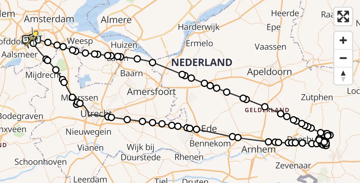 Routekaart van de vlucht: Politieheli naar Schiphol, Fokkerweg