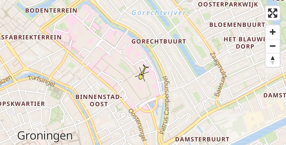 Routekaart van de vlucht: Lifeliner 4 naar Universitair Medisch Centrum Groningen