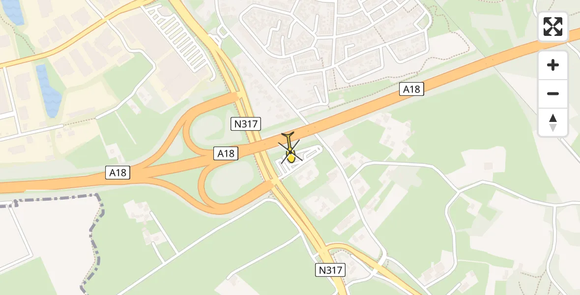 Routekaart van de vlucht: Lifeliner 3 naar Doetinchem